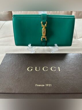Gucci Jackie 1961 Calfskin Card Case Wallet with Box – Green – Authentic - USED